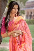 pink georgette saree