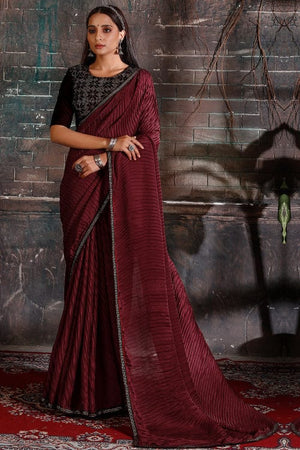 Brown Georgette Saree