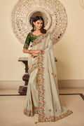 cream saree