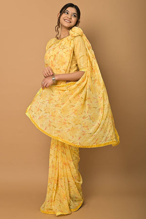 Canary Yellow Georgette Saree