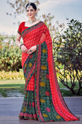 Candy Apple Red Georgette Saree