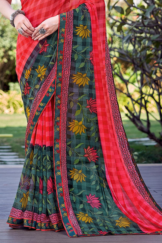 Candy Apple Red Georgette Saree