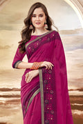 Cardinal Purple Stone Work Printed Georgette Saree