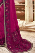 Cardinal Purple Stone Work Printed Georgette Saree