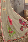 Cedar Brown Printed Georgette Saree