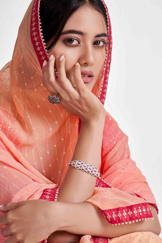 Georgette Saree Coral Pink Georgette Saree saree online
