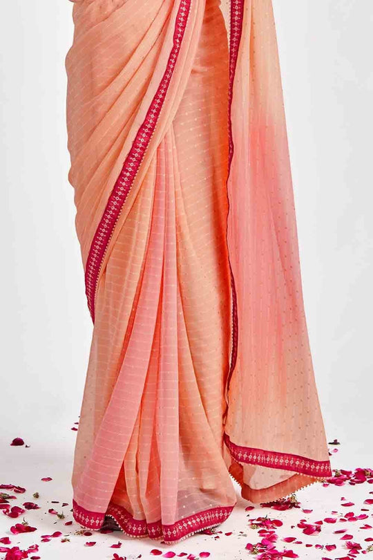 Georgette Saree Coral Pink Georgette Saree saree online