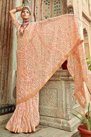 Cream Georgette Saree