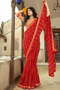 red georgette saree