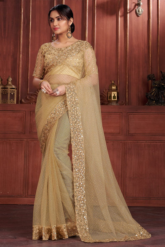 yellow georgette saree