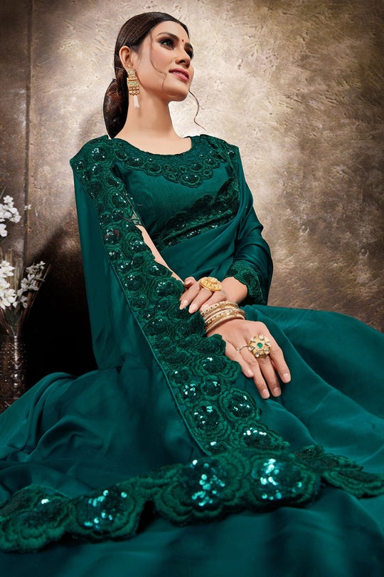green georgette saree