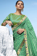 Emerald Printed Georgette Saree
