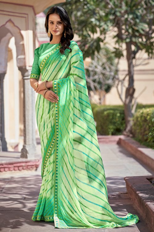 georgette saree, green saree