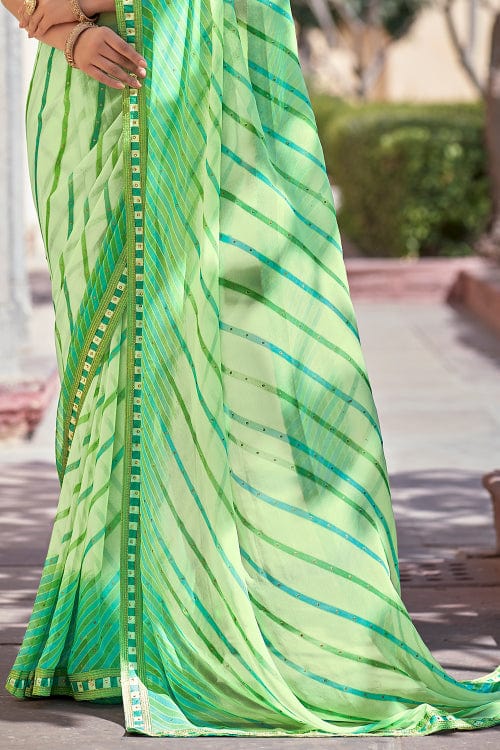green georgette saree