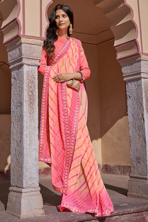 pink georgette saree