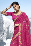 Fuscha Pink Printed Georgette Saree