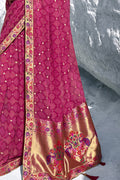 Fuscha Pink Printed Georgette Saree