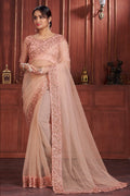 pink georgette saree