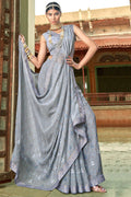 grey georgette  saree