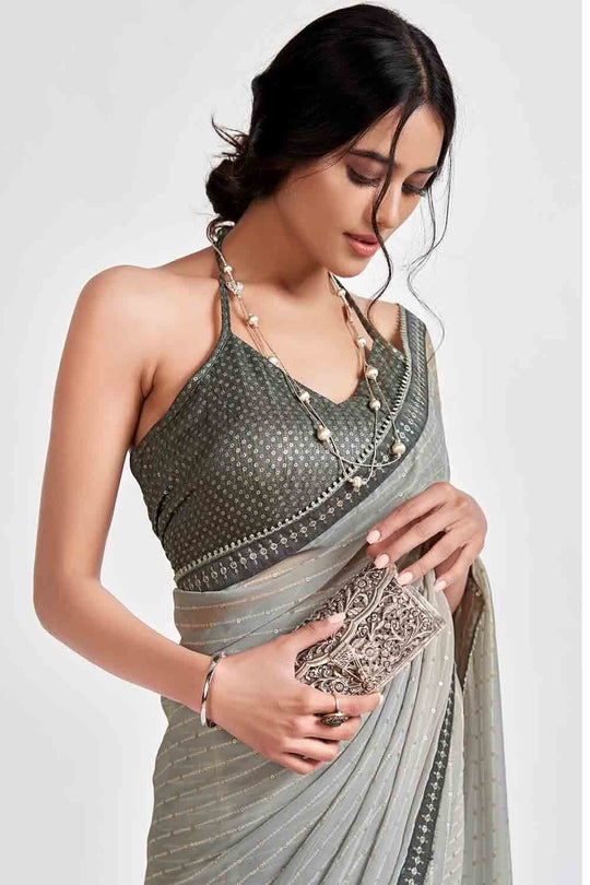 Georgette Saree Harbor Grey Georgette Saree saree online