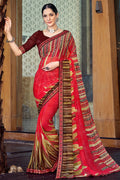 red georgette saree