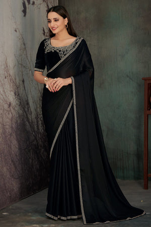 Ink Black Georgette Saree