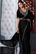 black georgette saree