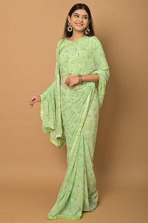 Lawn Green Georgette Saree