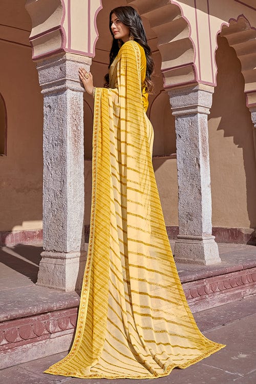 yellow georgette saree