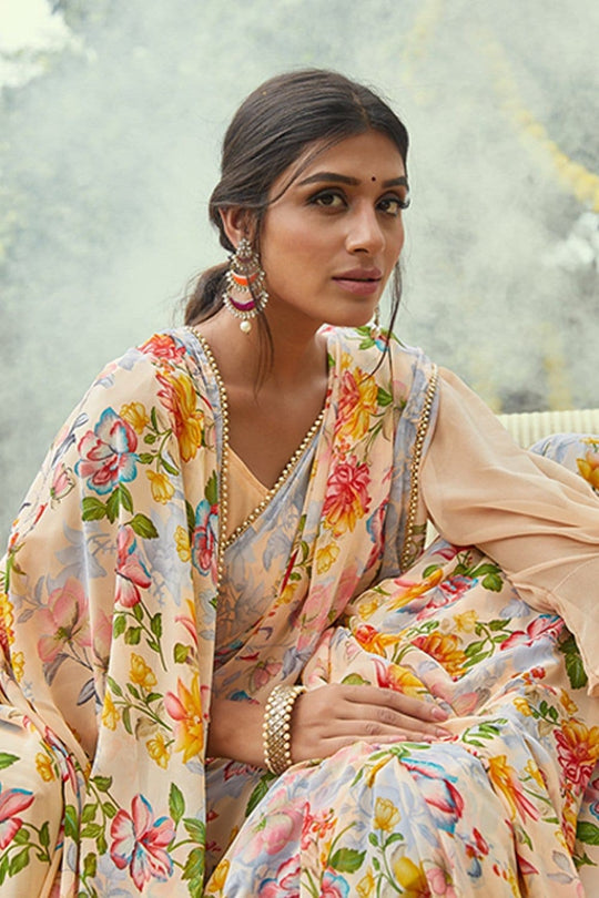 georgette saree printed