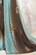 Light Walnut Brown Printed Georgette Saree