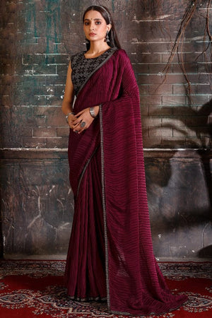 Maroon Georgette Saree