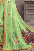 Mint Green Printed Georgette Saree