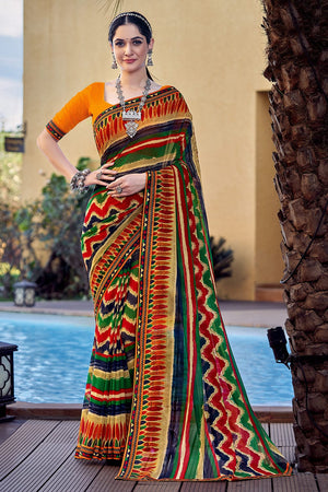 Multicolour Georgette Saree