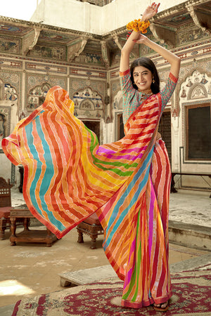 Multicolour Georgette Saree