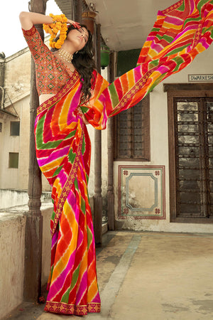Multicolour Georgette Saree