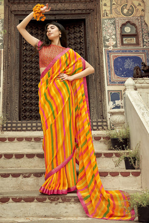 Multicolour Georgette Saree