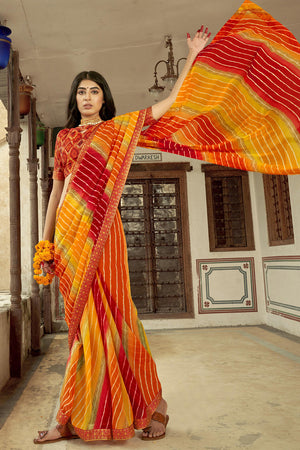Multicolour Georgette Saree