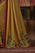 Mustard Yellow Embroidered Georgette Saree