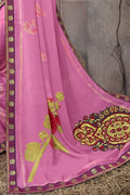 Party Pink Printed Georgette Saree
