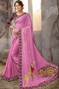 Party Pink Printed Georgette Saree