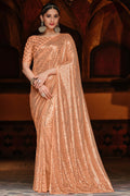 peach georgette saree