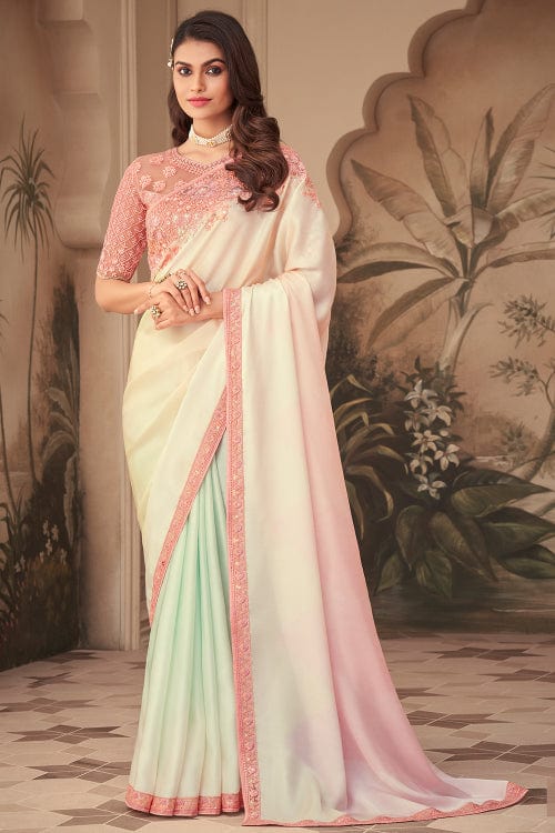 white georgette saree