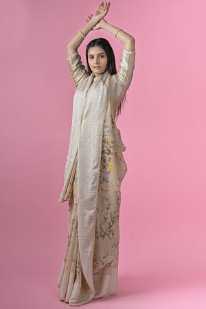 Pearlescent White Georgette Saree
