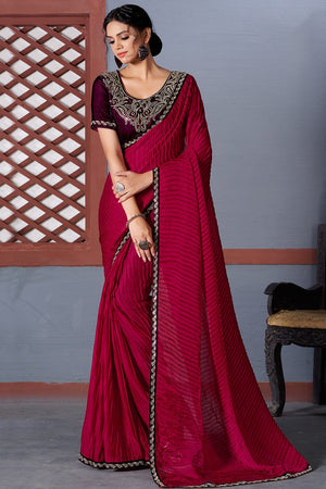 Peoney Pink Georgette Saree
