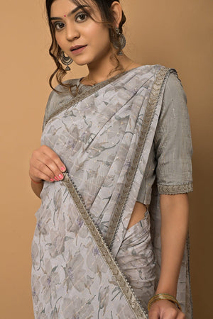 grey georgette saree