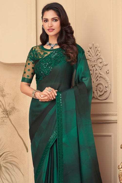 green georgette saree