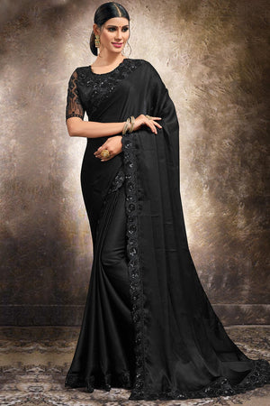 Raven Black Georgette Saree