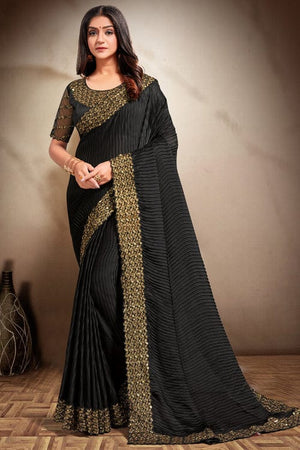 Raven Black Georgette Saree