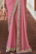 Georgette Saree Rose Pink Georgette Designer Saree saree online